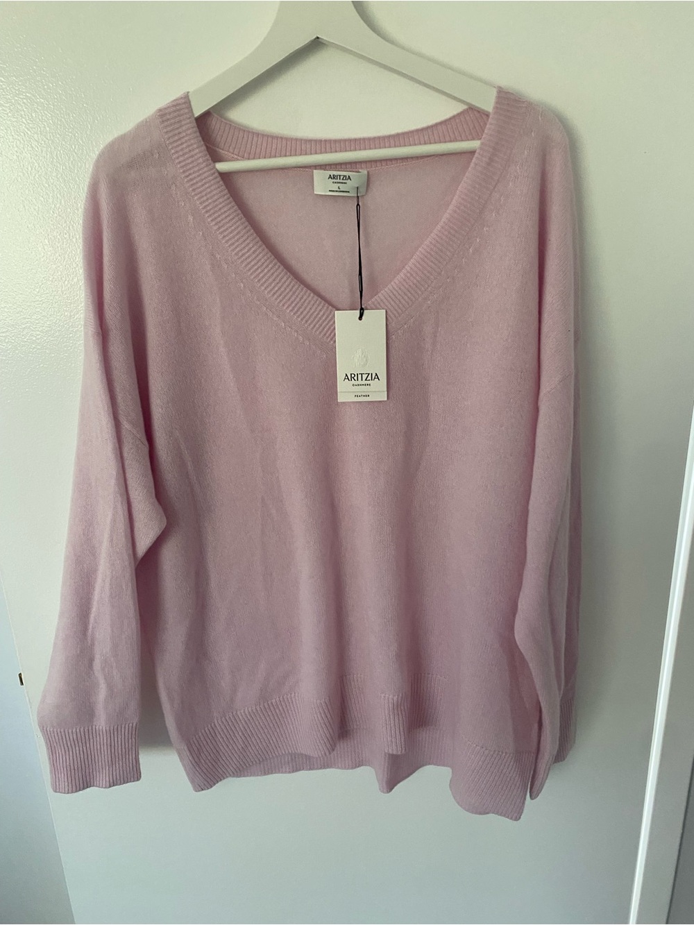 Aritzia Light Pink V-Neck Sweater